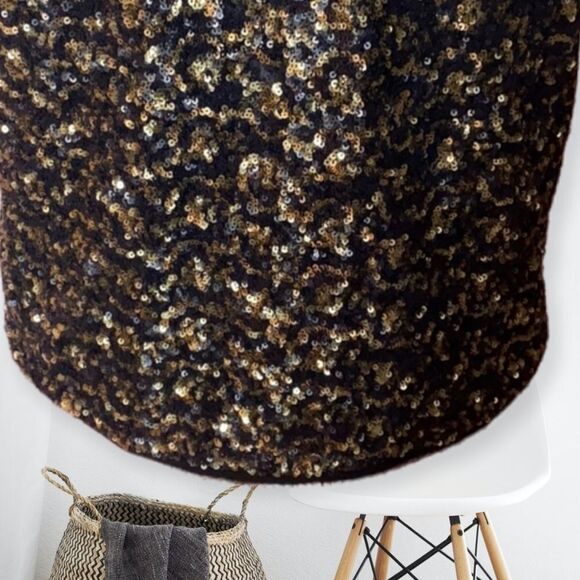 ZADIG & VOLTAIRE SILK BLEND TRUSTY SEQUIN GOLD SILVER EYELASH TRIM BOXY FIT TOP - Picture 8 of 16